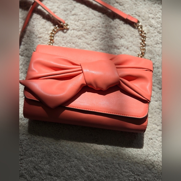 Anne Klein Apricot / Coral Bow Crossbody Bag - Picture 8 of 14